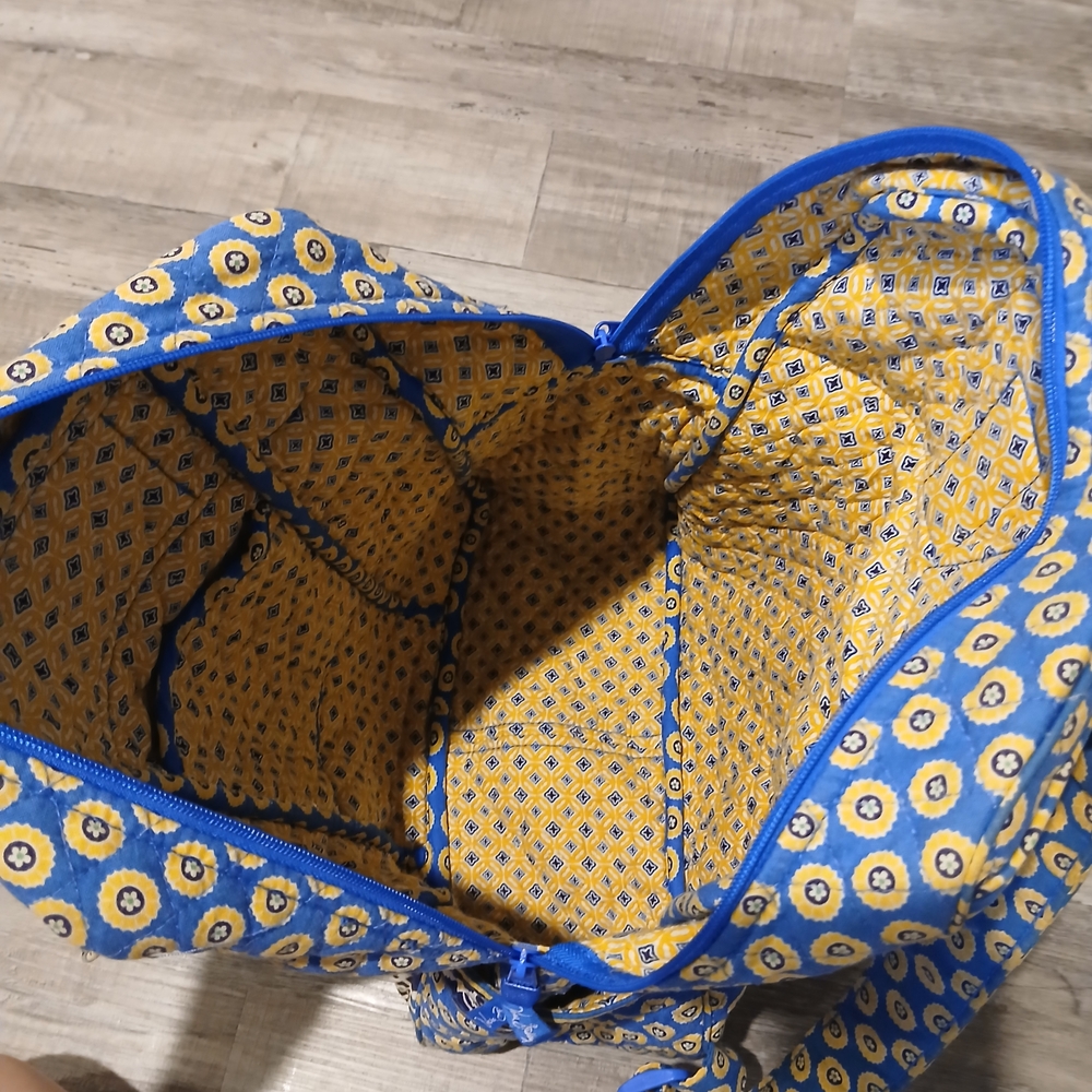 Vera Bradley Blue and Yellow Geometric Backpack - Picture 9 of 10